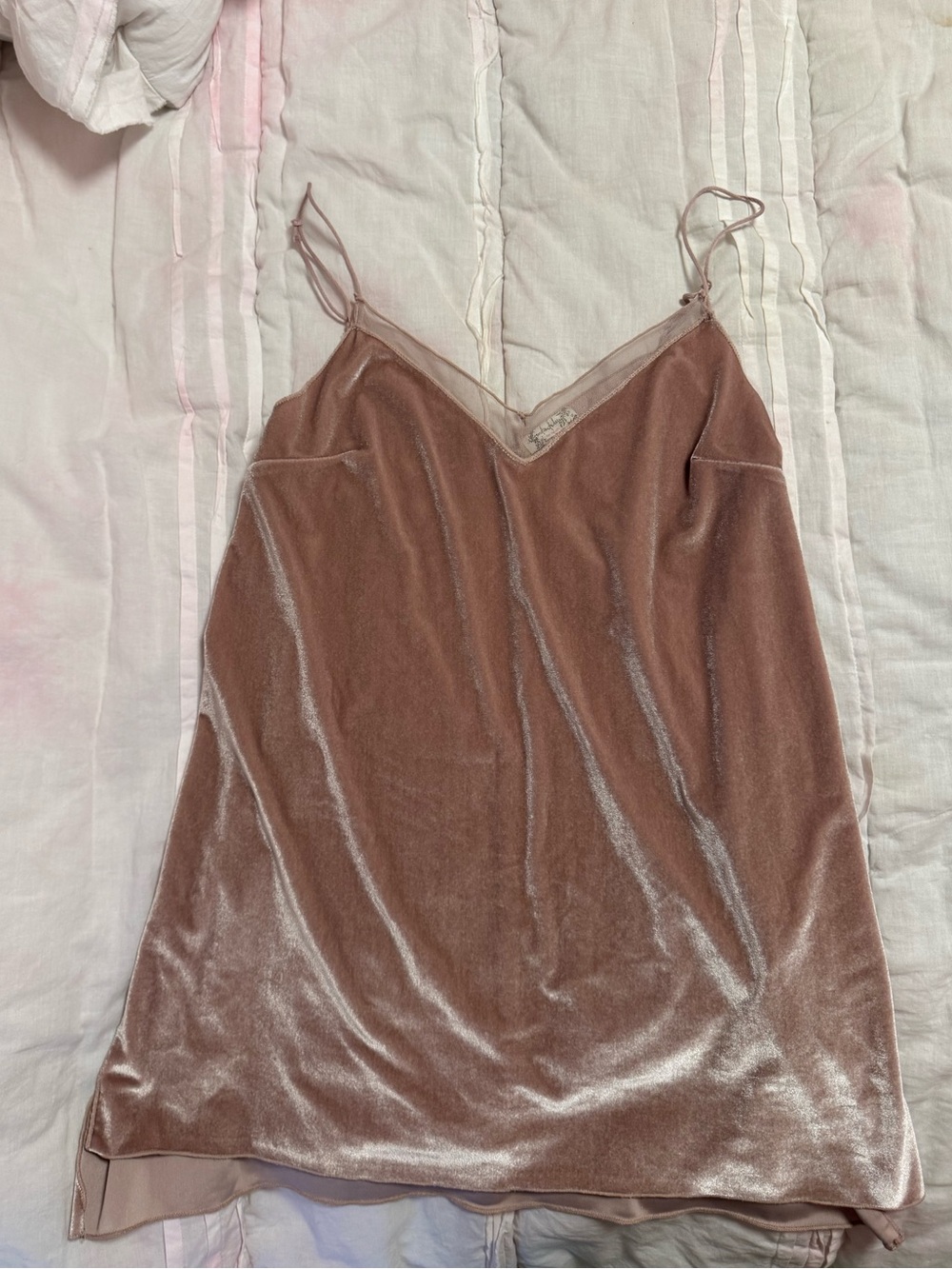 Free people champagne colored velvet tank blouse size XS